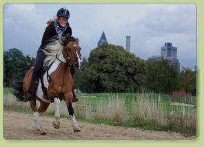 mit Cheyenne auf der Galopp-Rennbahn Frankfurt-Niederrad